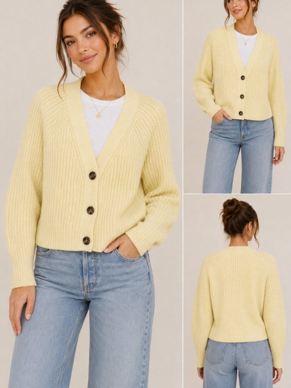 Old Navy Butter Yellow Chunky Knit Cardigan Sweater Size Small